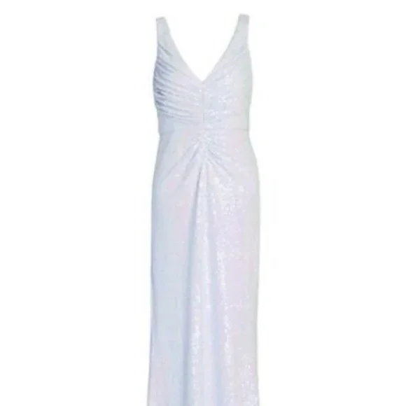 Badgley Mischka Sequined Ruched Gown Dress Color Blue Size 16
